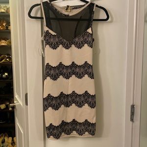 Beige and black mini dress